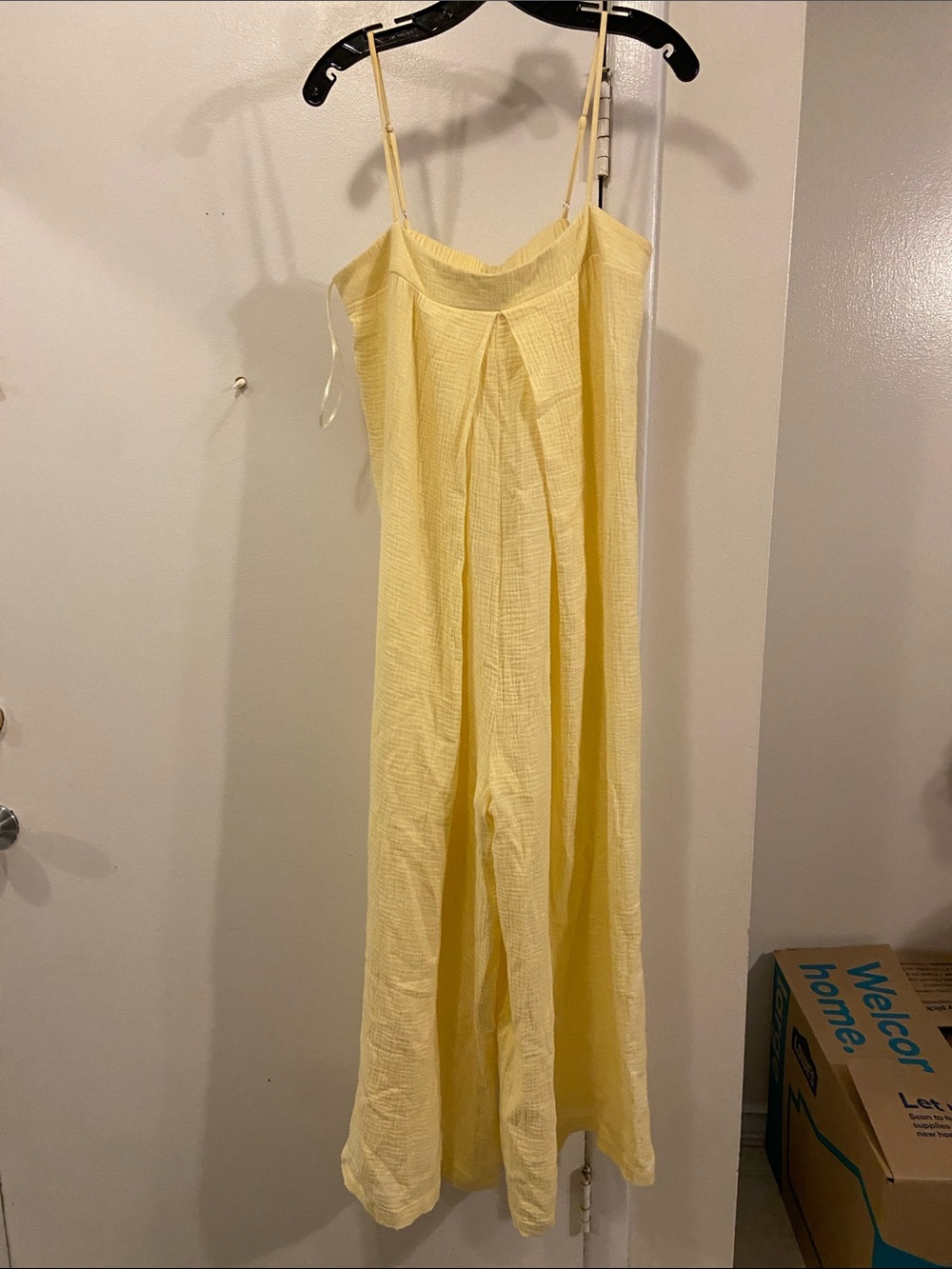 Light Yellow Wide-Leg Spaghetti Strap Jumpsuit